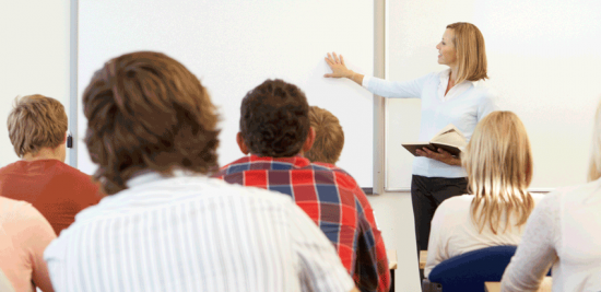 Student and Teacher in Classroom