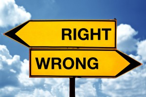 Right or wrong, opposite signs