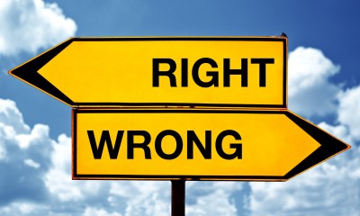Right or wrong, opposite signs